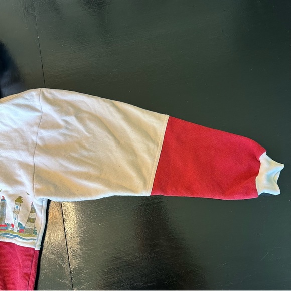 Vintage Michigan Charlevoix Medium Red and Cream Made in USA Lighthouses Hoodie - Picture 6 of 10
